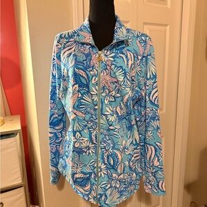 EUC Lilly Pulitzer Zip up athletic jacket large “Sound the Sirens Amalfi”